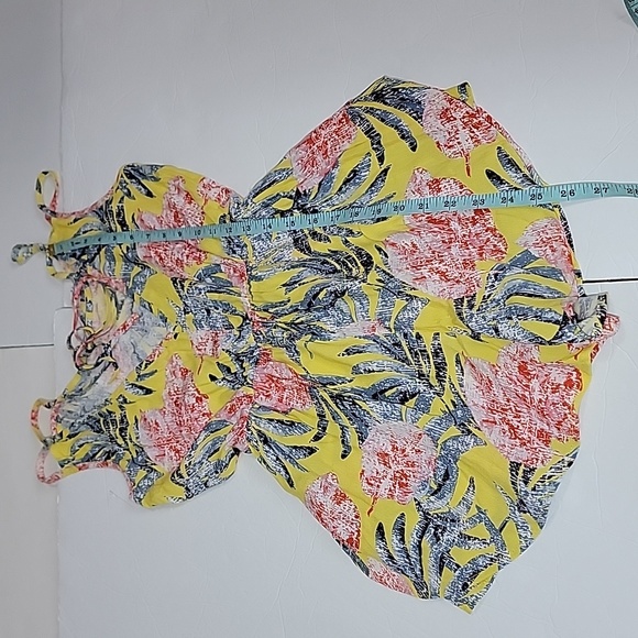 Leith Yellow Tropical Floral Mini Shorts Rompers/ XS - Picture 11 of 16
